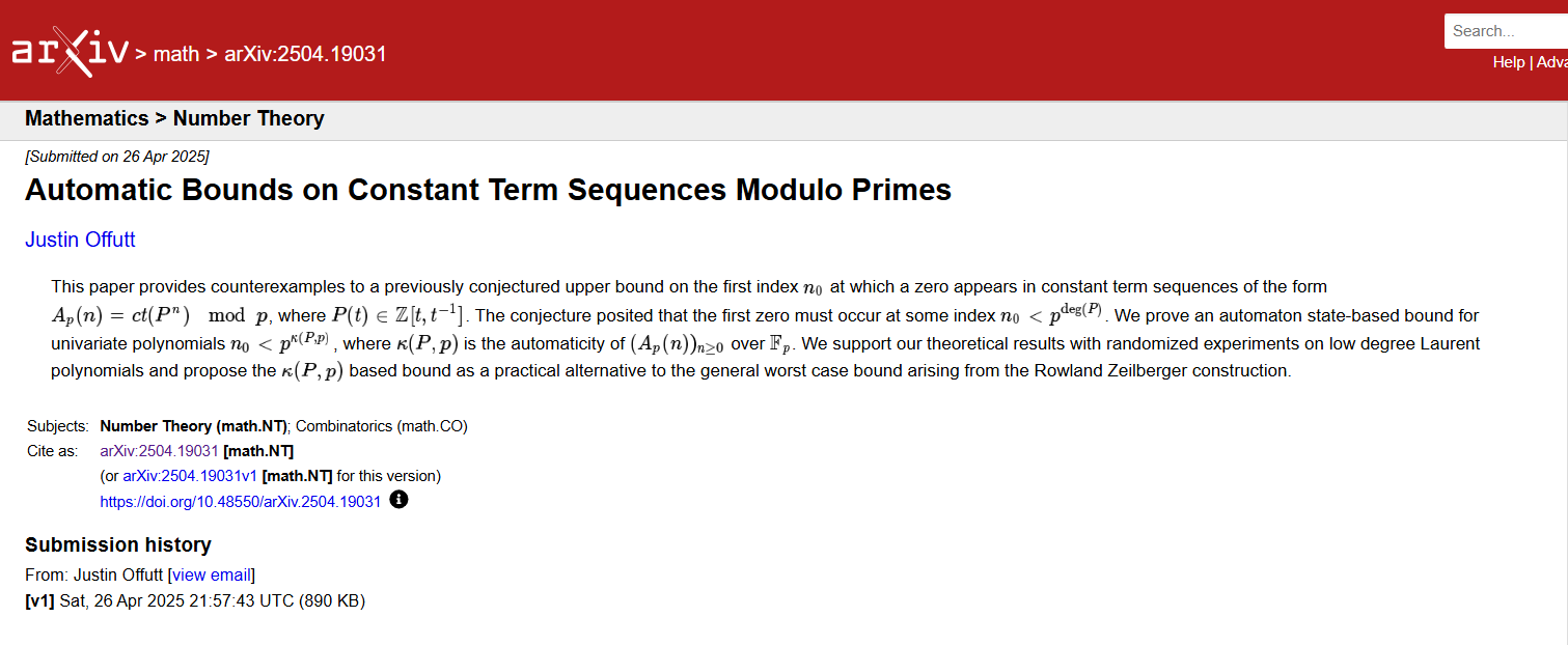 My First Arxiv Paper